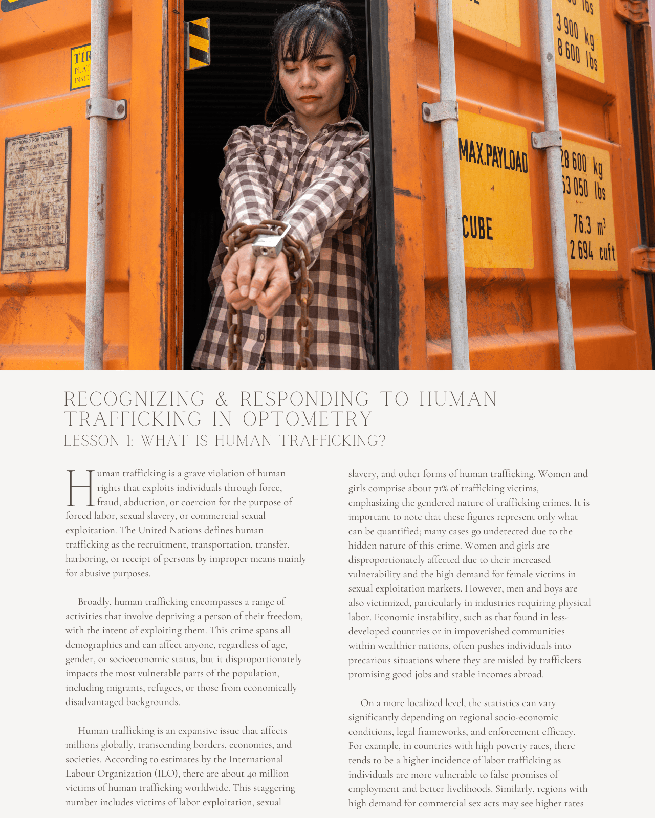 In Plain Sight: Recognizing and Responding to Human Trafficking in Optometry - Optometry Continuing Education, 1 Hour Access Optometry