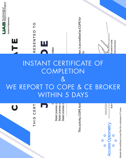 California Online CE Package 1: Independent Study Bundle, Optometry Continuing Education, 20 Hours Access Optometry