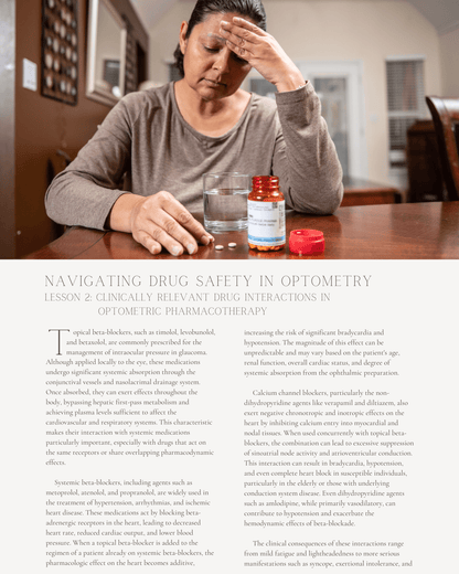 Navigating Drug Safety in Optometry: Adverse Effects and Interactions in Pharmacotherapy - Optometry Continuing Education, 2 Hours Access Optometry