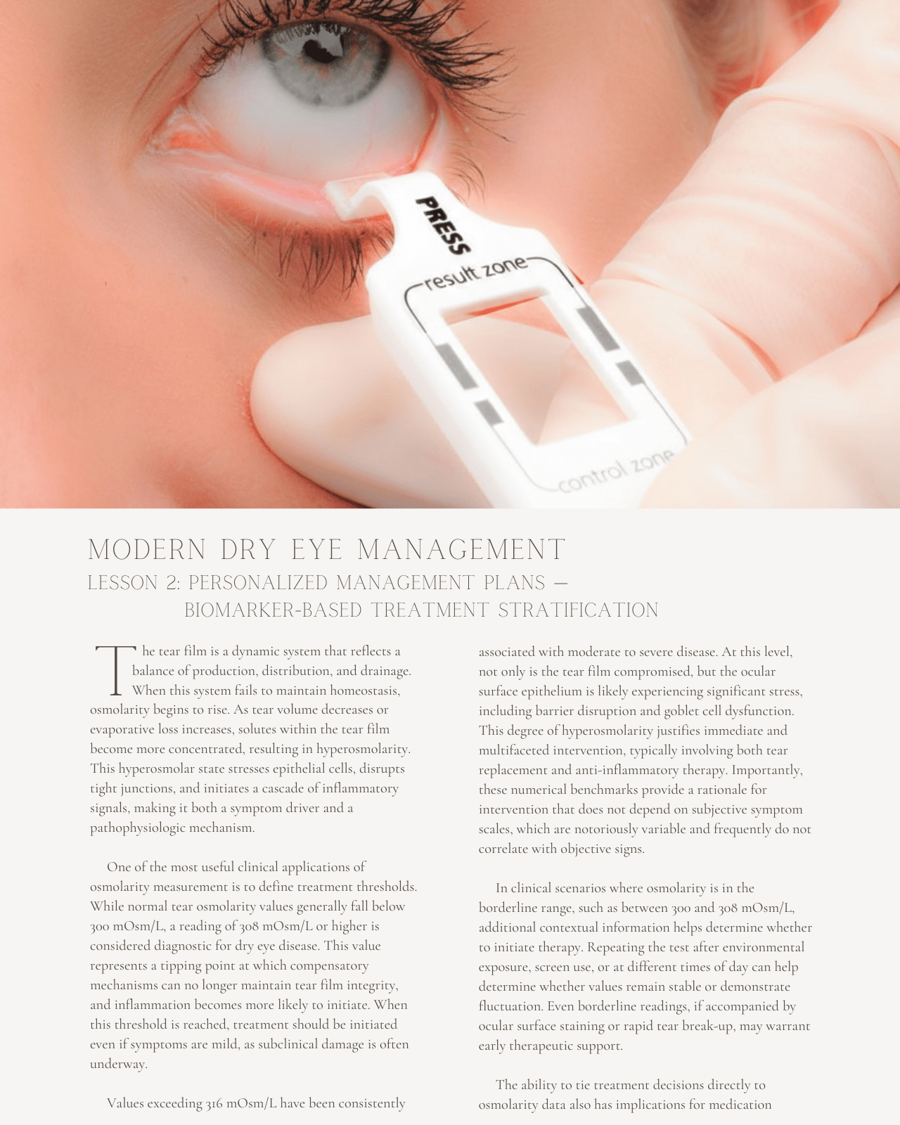Modern Dry Eye Management: Diagnostic Biomarkers and Targeted Treatment Integration - Optometry Continuing Education, 2 Hours Access Optometry
