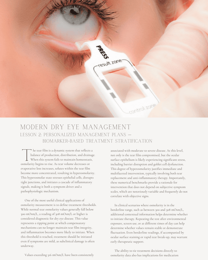 Modern Dry Eye Management: Diagnostic Biomarkers and Targeted Treatment Integration - Optometry Continuing Education, 2 Hours Access Optometry