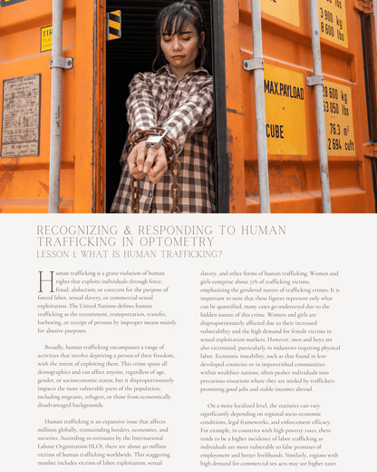 In Plain Sight: Recognizing and Responding to Human Trafficking in Optometry - Optometry Continuing Education, 1 Hour Access Optometry