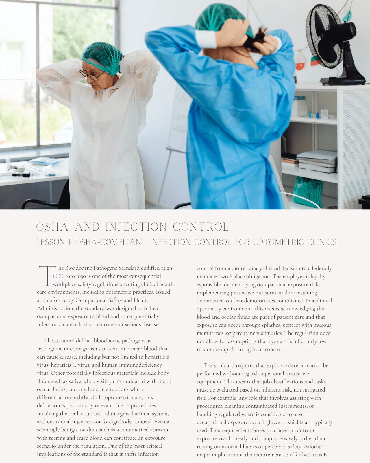 Professional Responsibility: OSHA and Infection Control for a Safe Eye Care Practice - Optometry Continuing Education, 1 Hour Access Optometry