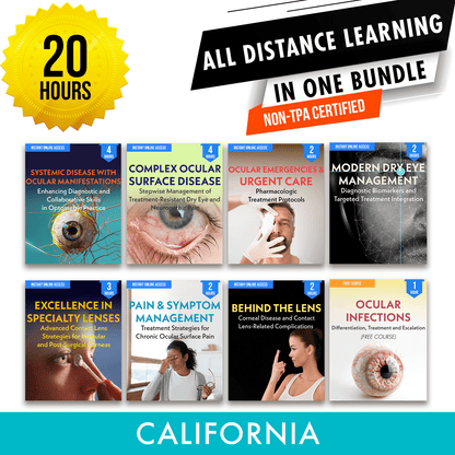 California Online CE Package 1: Independent Study Bundle, Optometry Continuing Education, 20 Hours Access Optometry